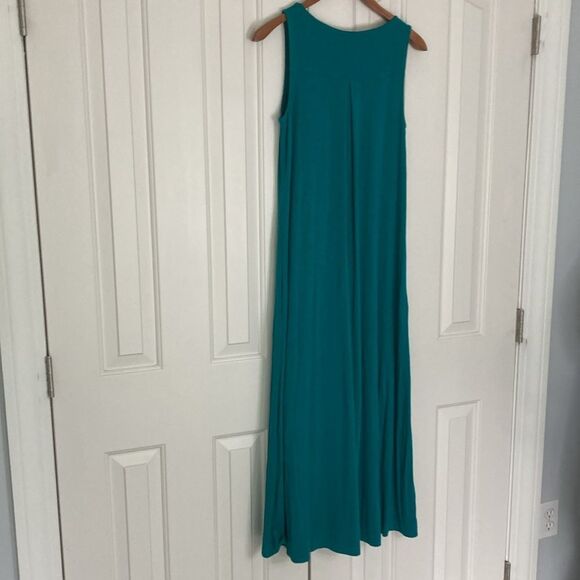 J. Jill Teal Sleeveless A-Line Flowy Maxi Dress Pockets XS - Picture 3 of 10